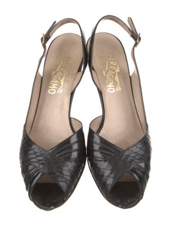 Salvatore Ferragamo Snakeskin Slingback Pumps