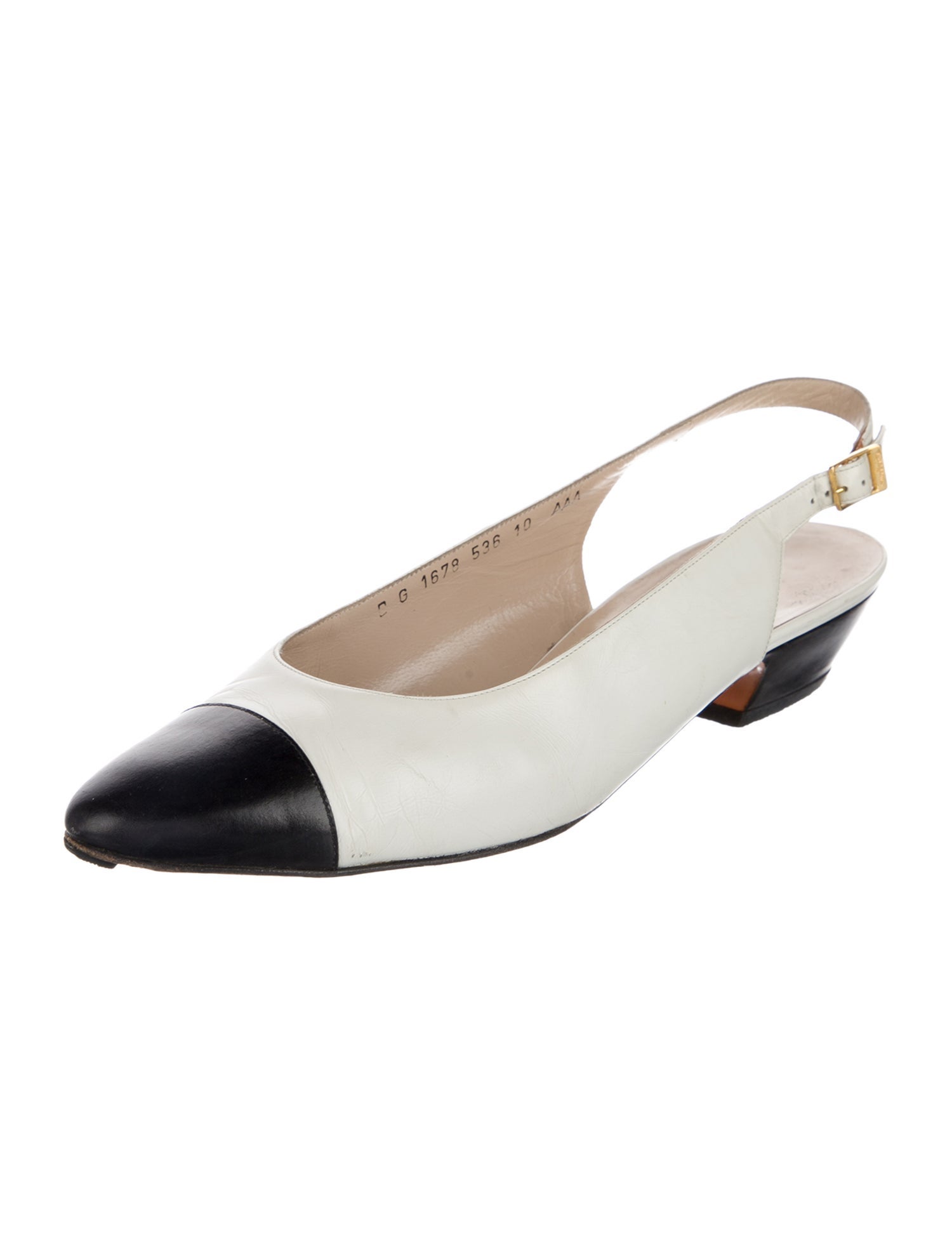 Salvatore Ferragamo Leather Colorblock Pattern Slingback Pumps