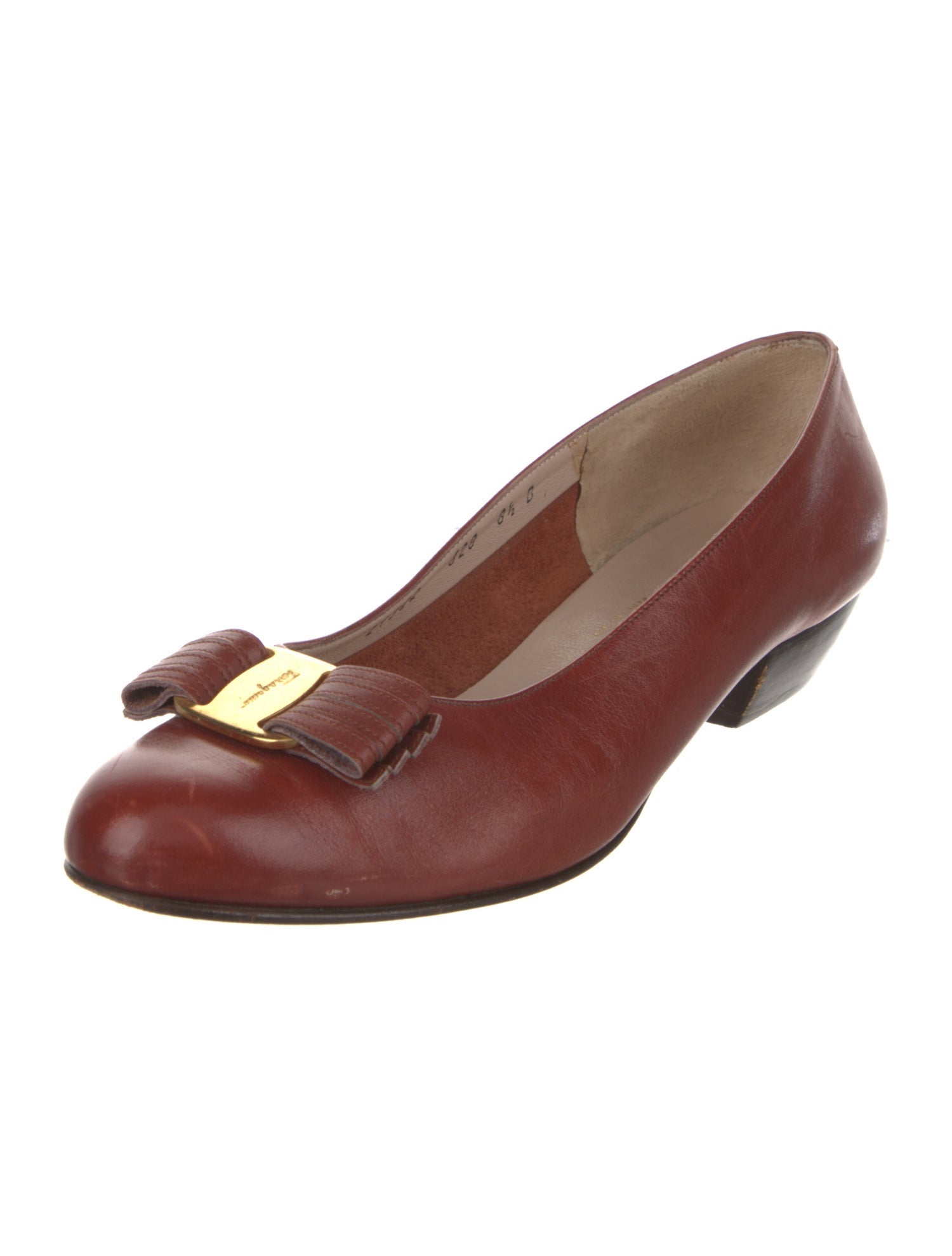 Salvatore Ferragamo Vara Bow Accent Leather Ballet Flats