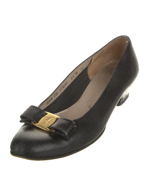 Salvatore Ferragamo Leather Bow Accents Flats