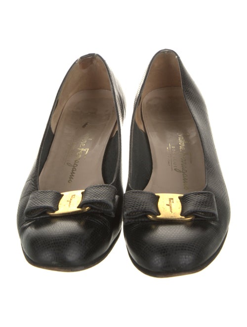 Salvatore Ferragamo Leather Bow Accents Flats