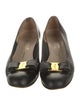 Salvatore Ferragamo Leather Bow Accents Flats