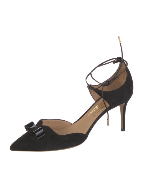 Salvatore Ferragamo Vara Bow Accent Suede D'Orsay Pumps