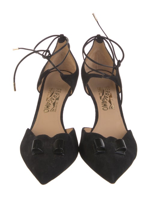 Salvatore Ferragamo Vara Bow Accent Suede D'Orsay Pumps