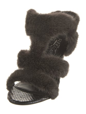 Salvatore Ferragamo Snakeskin Leather Trim Embellishment Sandals