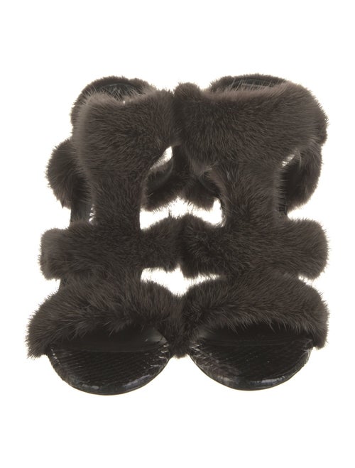 Salvatore Ferragamo Snakeskin Leather Trim Embellishment Sandals