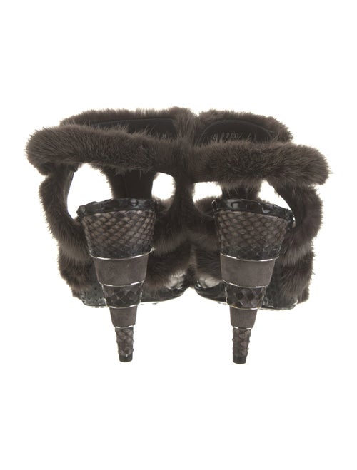 Salvatore Ferragamo Snakeskin Leather Trim Embellishment Sandals