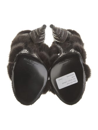 Salvatore Ferragamo Snakeskin Leather Trim Embellishment Sandals