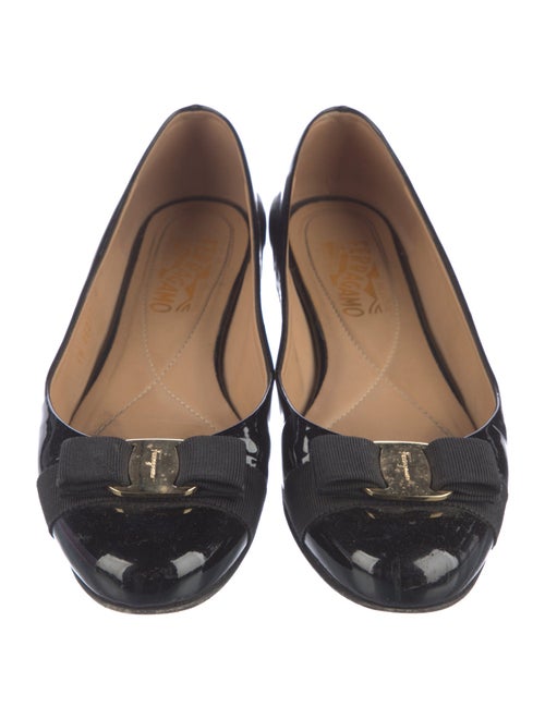 Salvatore Ferragamo Vara Bow Accent Patent Leather Ballet Flats