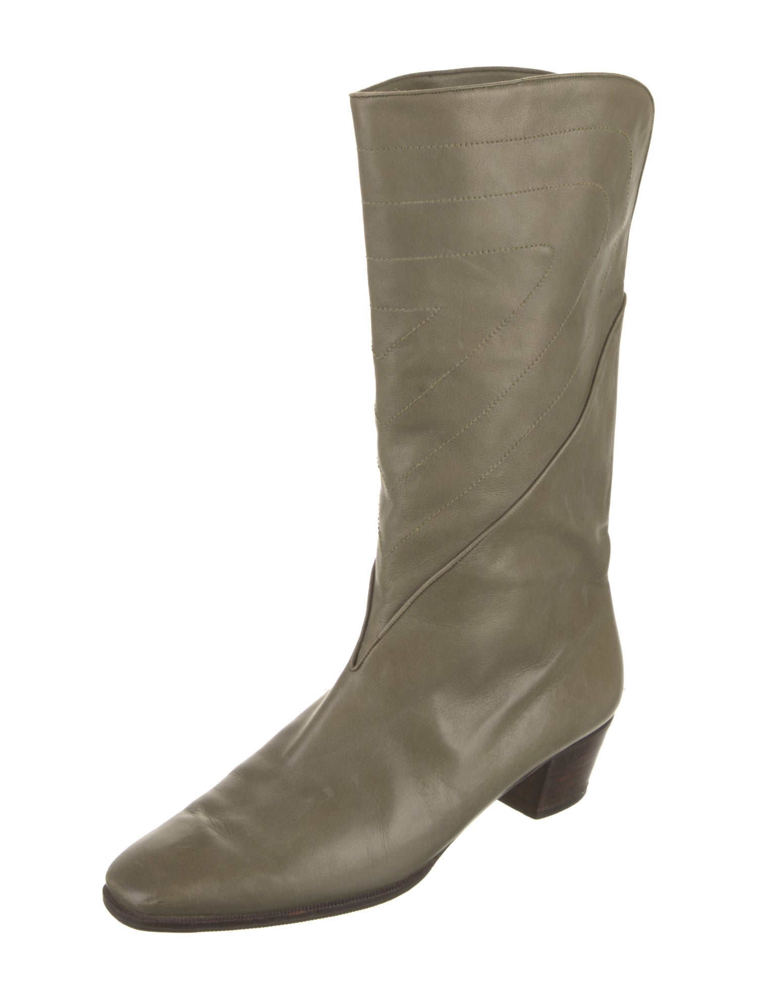 Salvatore Ferragamo Leather Colorblock Pattern Boots