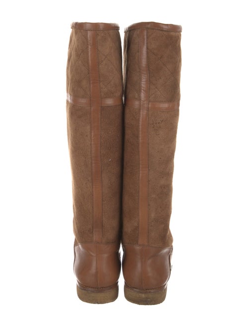 Salvatore Ferragamo Suede Leather Trim Embellishment Riding Boots