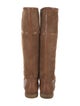 Salvatore Ferragamo Suede Leather Trim Embellishment Riding Boots