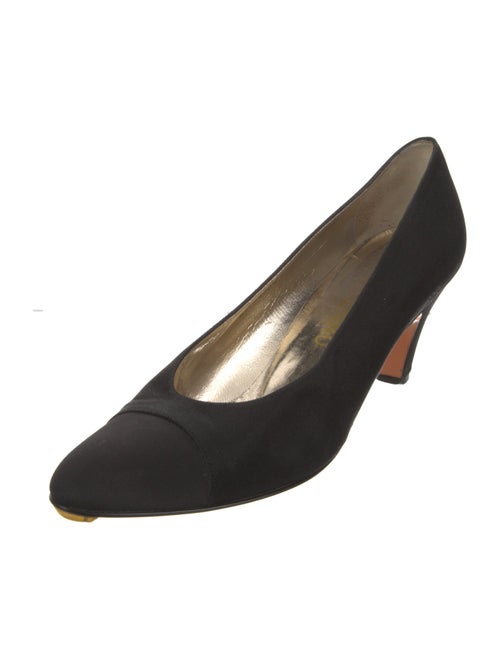 Salvatore Ferragamo Satin Leather Trim Embellishment Pumps