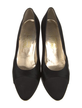 Salvatore Ferragamo Satin Leather Trim Embellishment Pumps