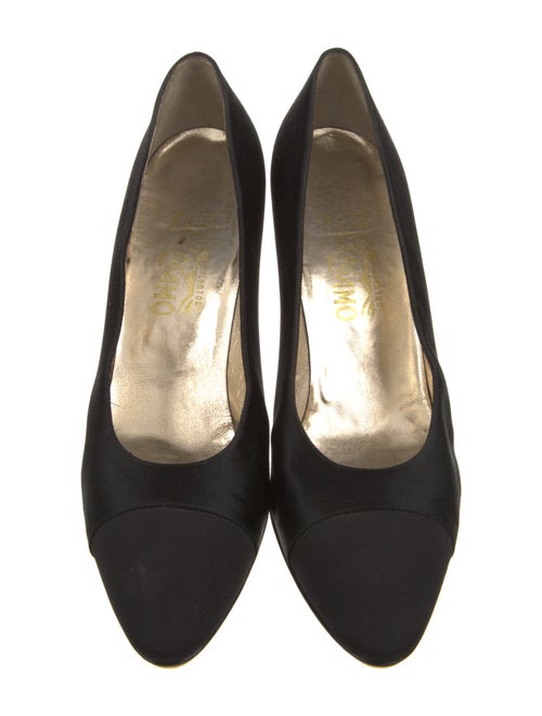 Salvatore Ferragamo Satin Leather Trim Embellishment Pumps