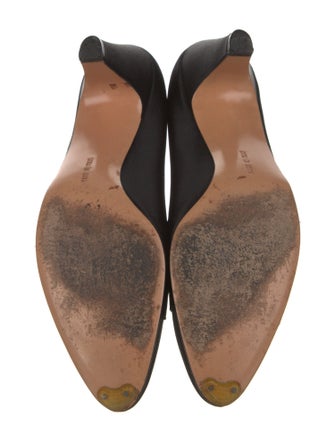 Salvatore Ferragamo Satin Leather Trim Embellishment Pumps