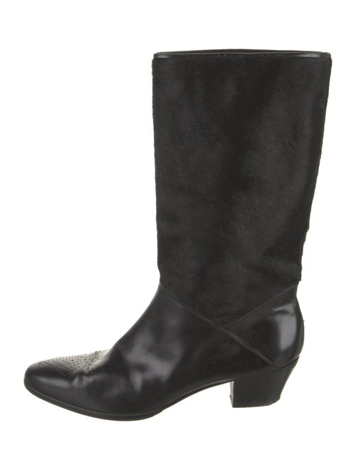 Salvatore Ferragamo Ponyhair Leather Trim Embellishment Rain Boots