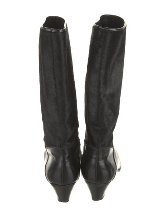 Salvatore Ferragamo Ponyhair Leather Trim Embellishment Rain Boots