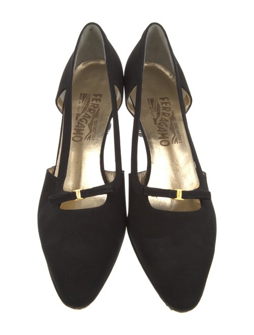 Salvatore Ferragamo Suede Leather Trim Embellishment D'Orsay Pumps