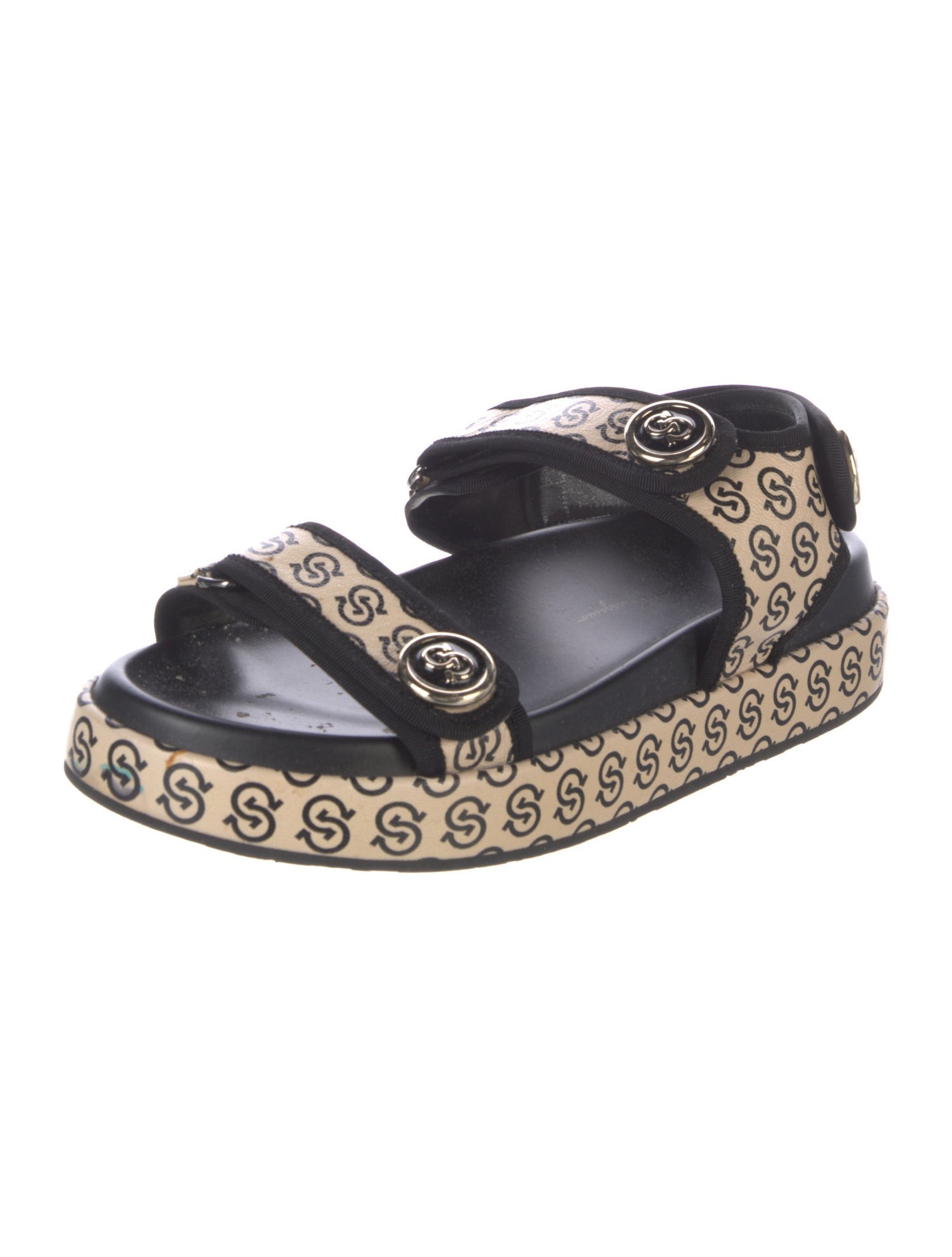 Salvatore Ferragamo Leather Printed Slingback Sandals