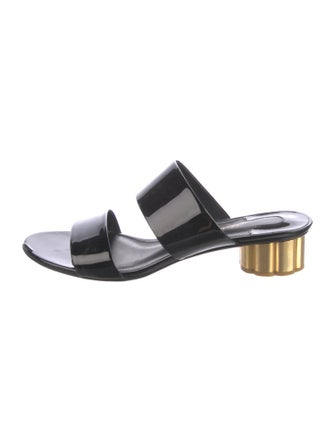 Salvatore Ferragamo Patent Leather Printed Slides