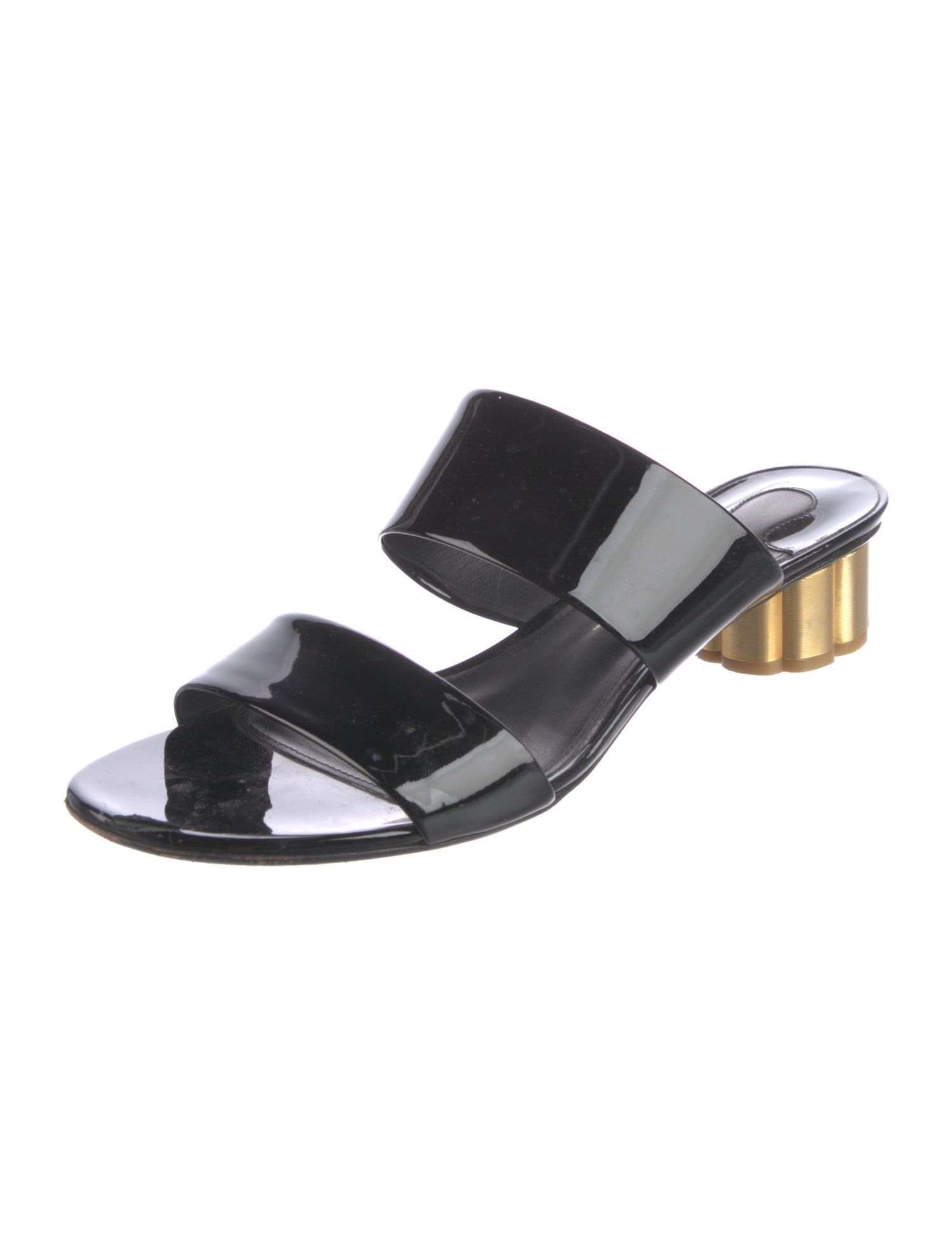 Salvatore Ferragamo Patent Leather Printed Slides