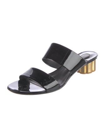 Salvatore Ferragamo Patent Leather Printed Slides