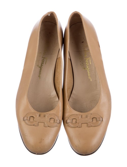 Salvatore Ferragamo Leather Bow Accents Flats