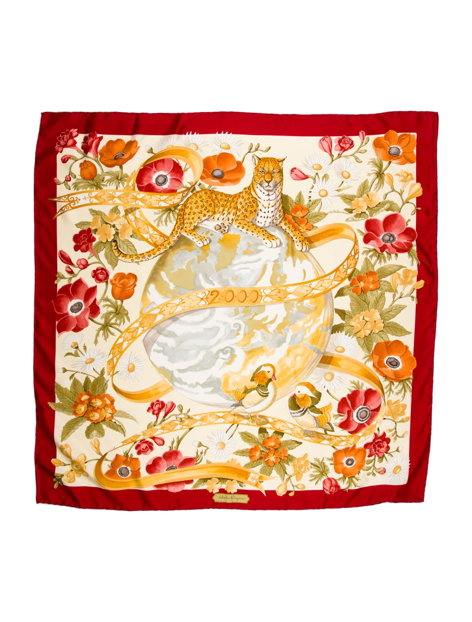 Salvatore Ferragamo Silk Floral Print Scarf