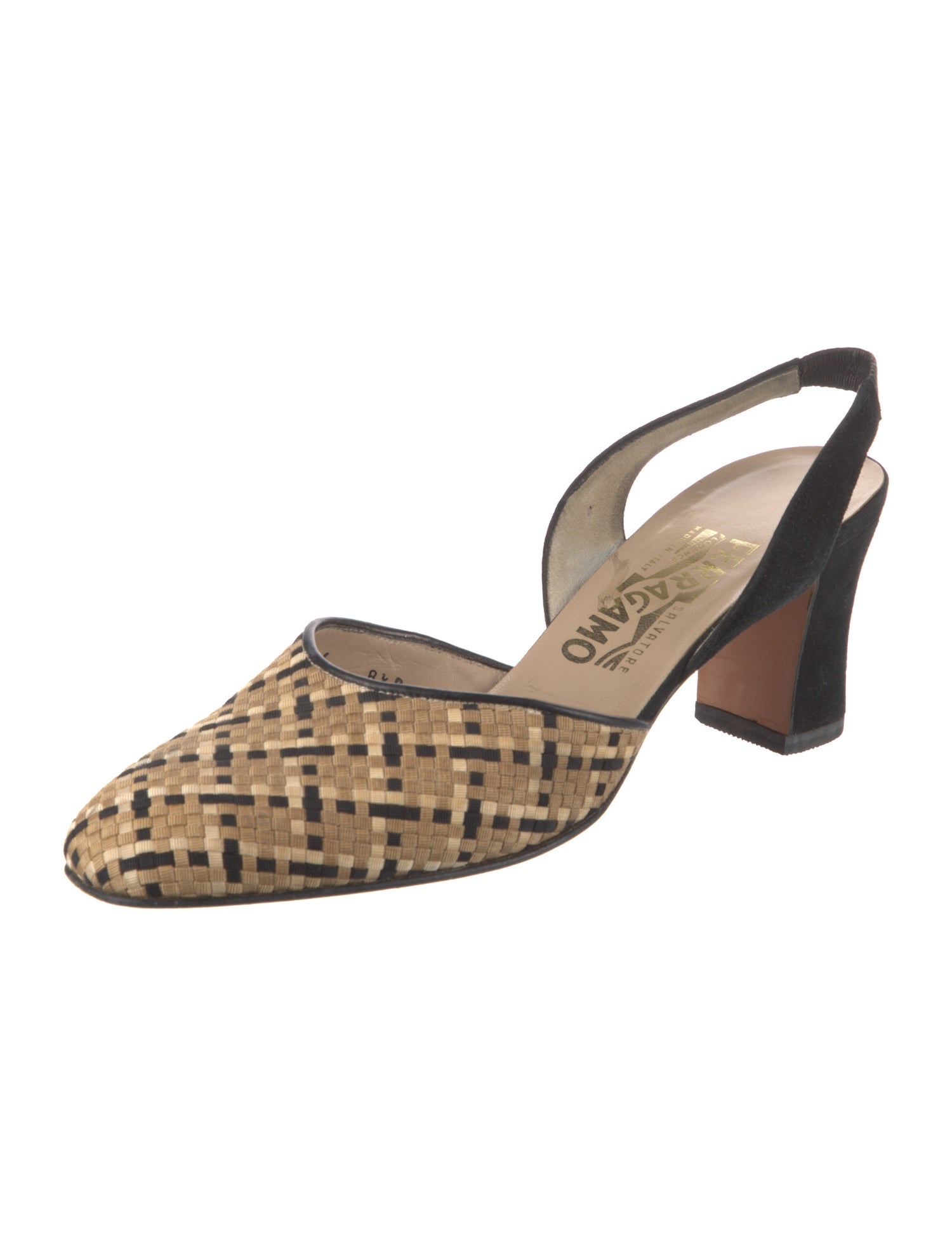 Salvatore Ferragamo Suede Printed Slingback Pumps