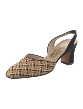Salvatore Ferragamo Suede Printed Slingback Pumps