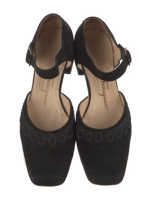 Salvatore Ferragamo Suede Embroidered Accent D'Orsay Pumps