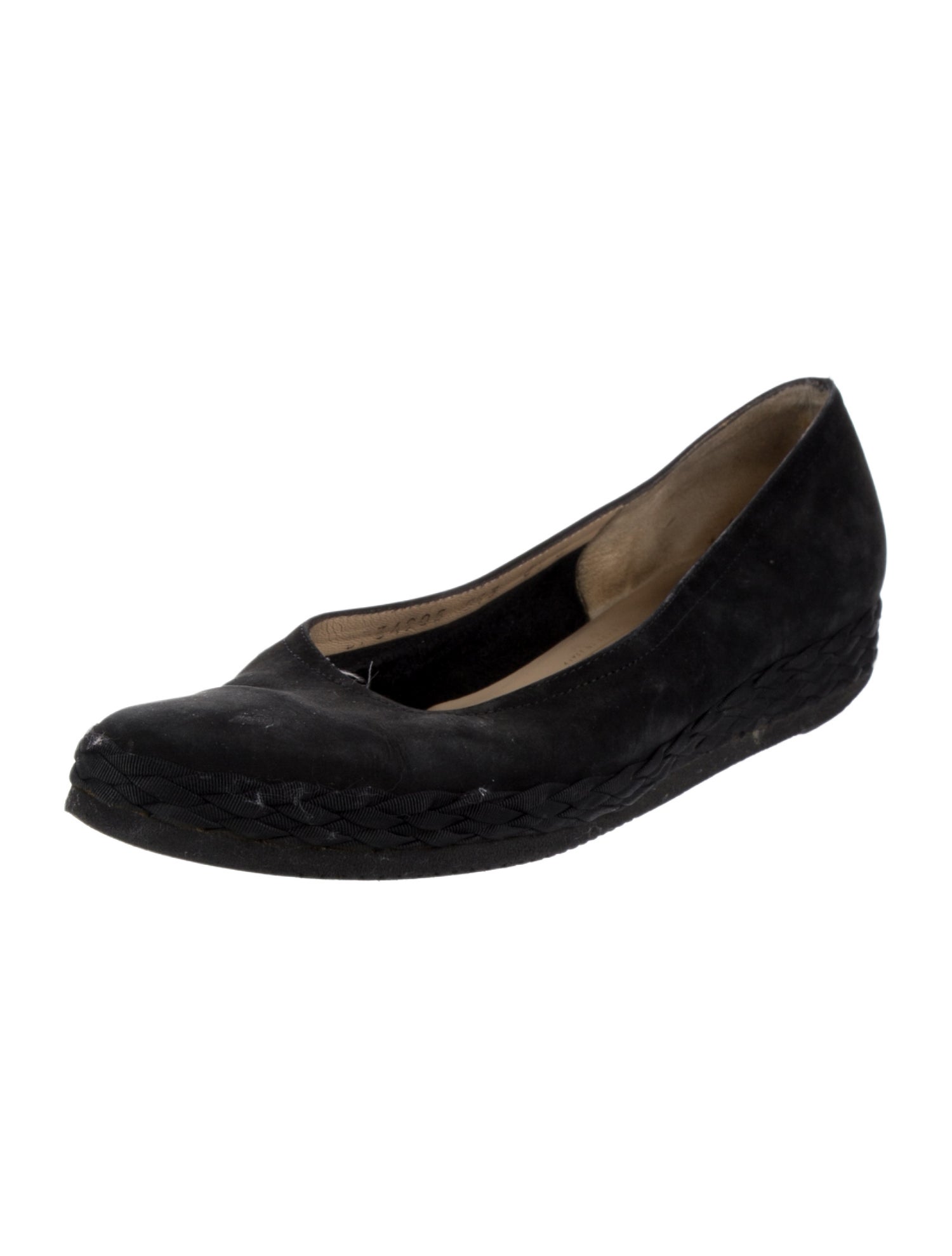 Salvatore Ferragamo Suede Bow Accents Ballet Flats