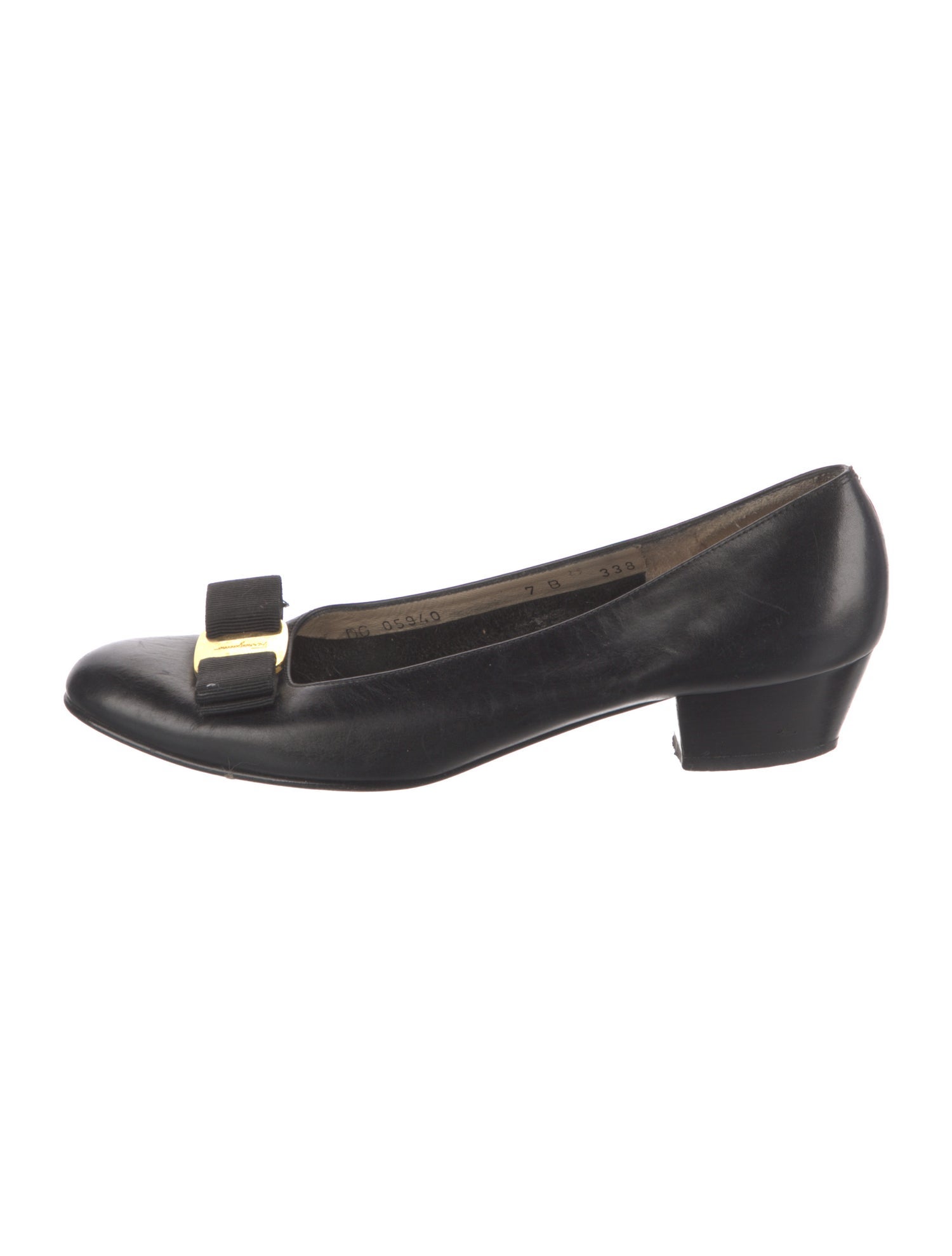 Salvatore Ferragamo Leather Bow Accents Pumps