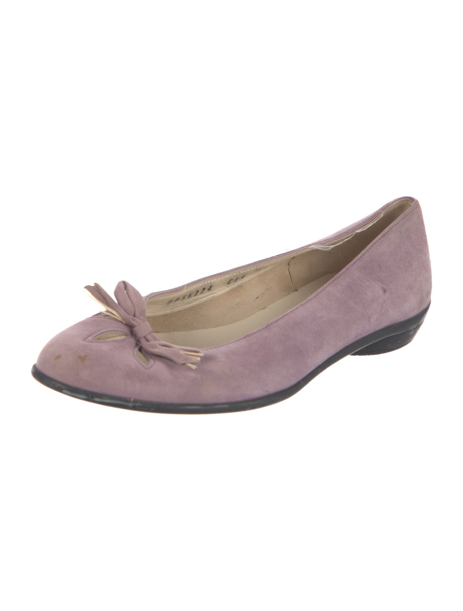 Salvatore Ferragamo Suede Bow Accents Flats