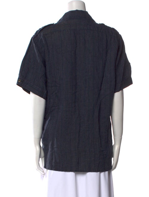 Salvatore Ferragamo Linen V-Neck Button-Up Top