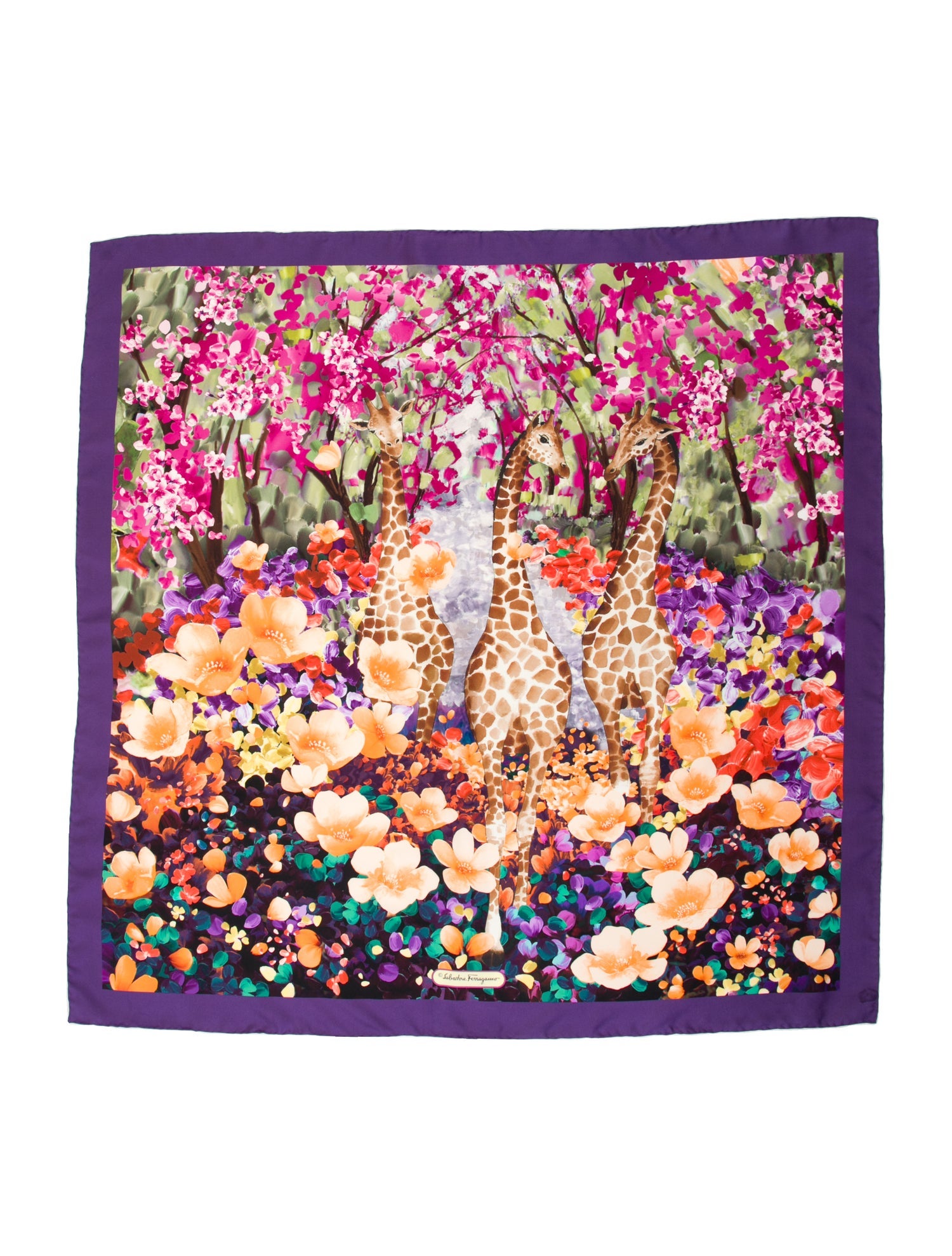 Salvatore Ferragamo Silk Floral Print Scarf