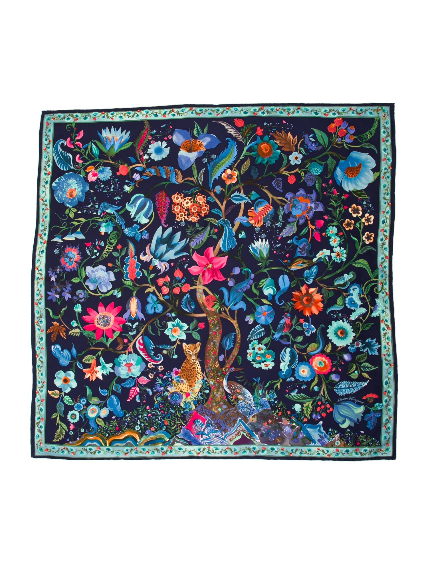 Salvatore Ferragamo Silk Floral Print Scarf