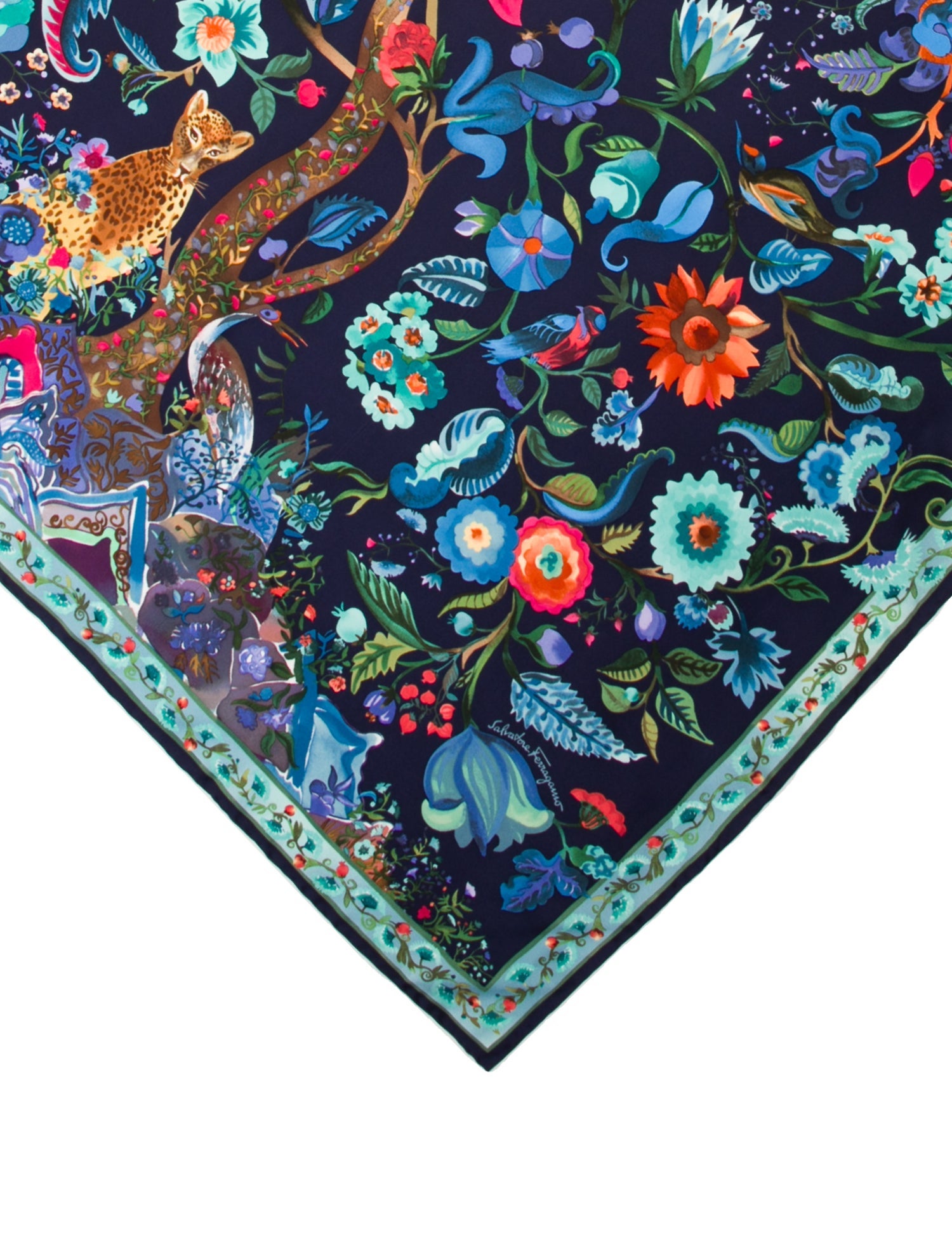 Salvatore Ferragamo Silk Floral Print Scarf