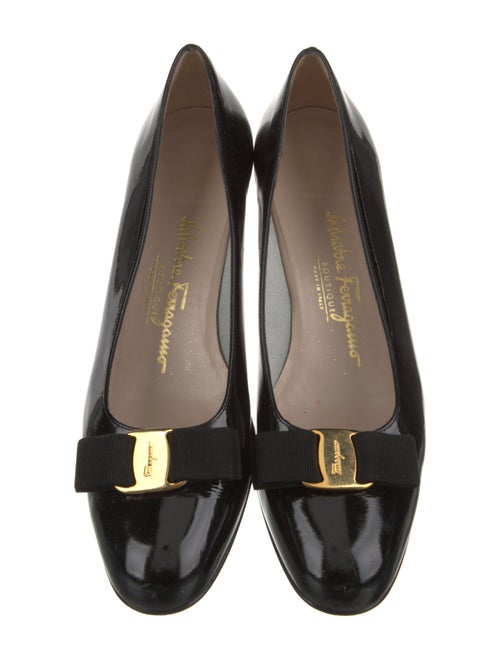 Salvatore Ferragamo Patent Leather Bow Accents Pumps