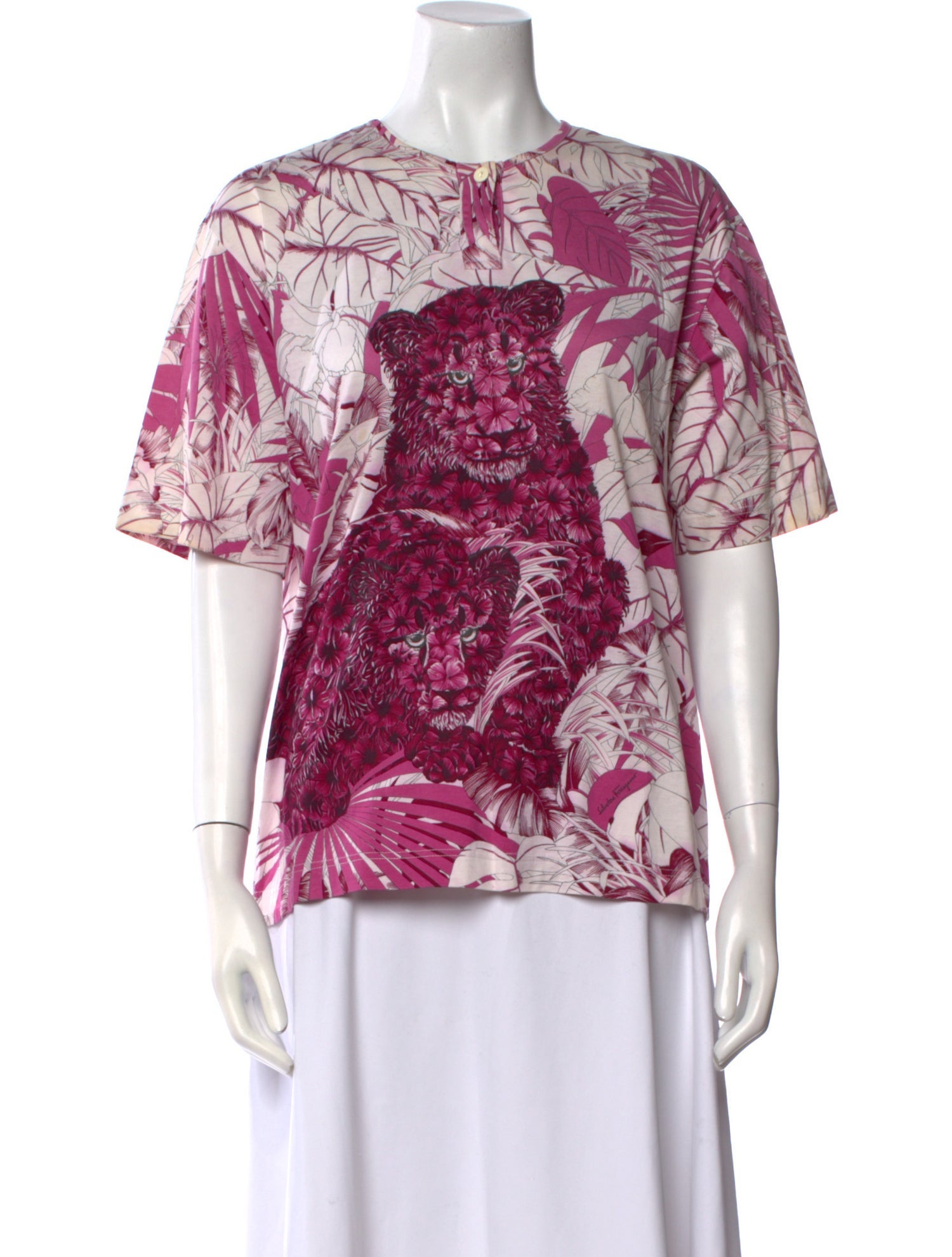 Salvatore Ferragamo Floral Print Crew Neck Blouse