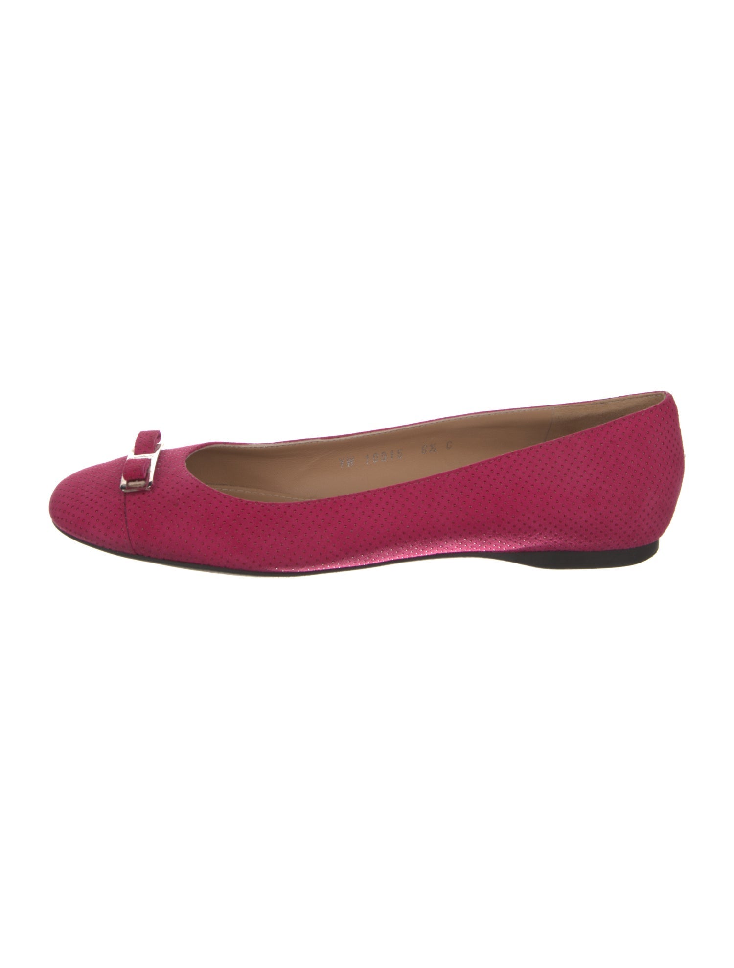 Salvatore Ferragamo Suede Bow Accents Ballet Flats