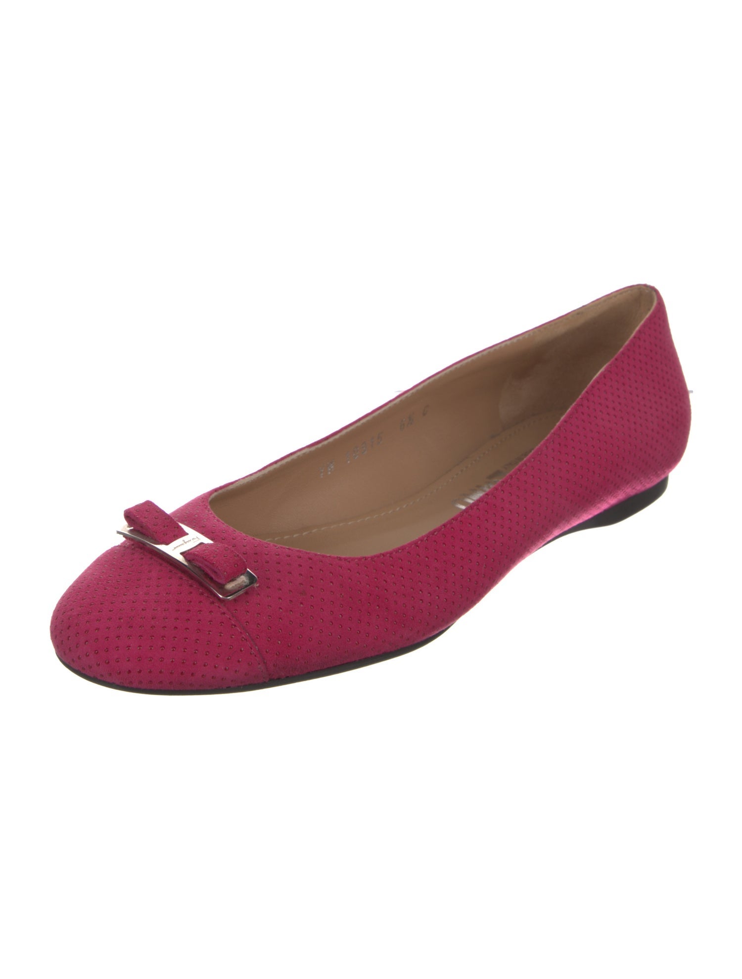 Salvatore Ferragamo Suede Bow Accents Ballet Flats