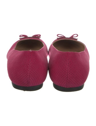 Salvatore Ferragamo Suede Bow Accents Ballet Flats