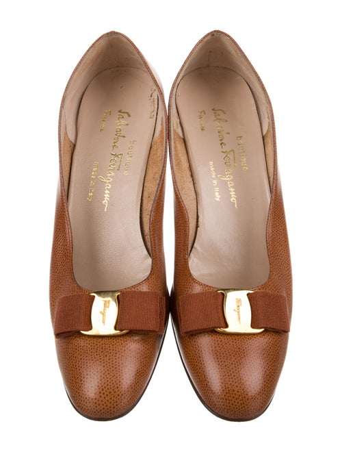 Salvatore Ferragamo Lizard Bow Accents Pumps