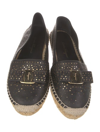 Salvatore Ferragamo Vara Bow Accent Leather Espadrilles