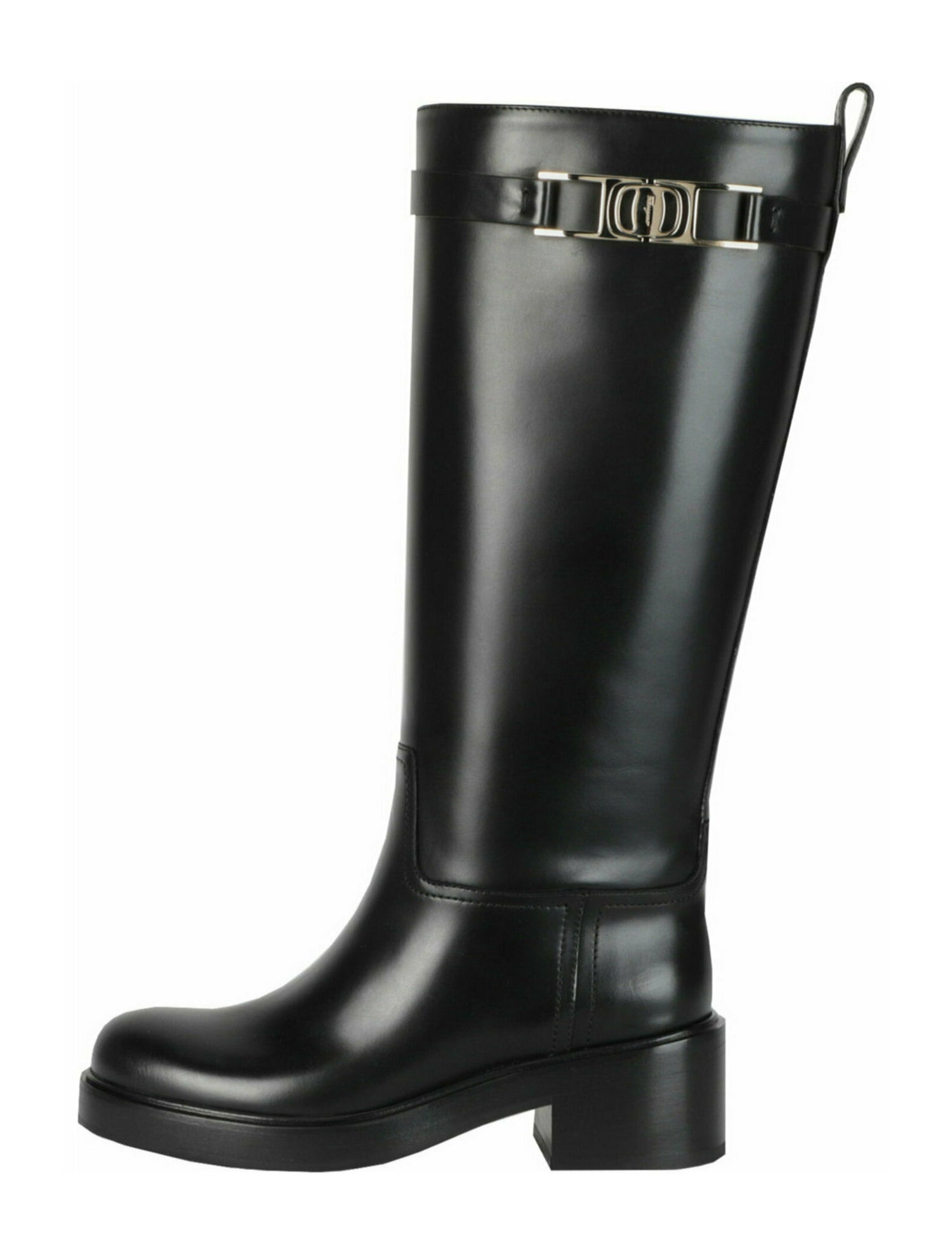 Salvatore Ferragamo Gancini Logo Calf Leather Knee-High Boots w/ Tags