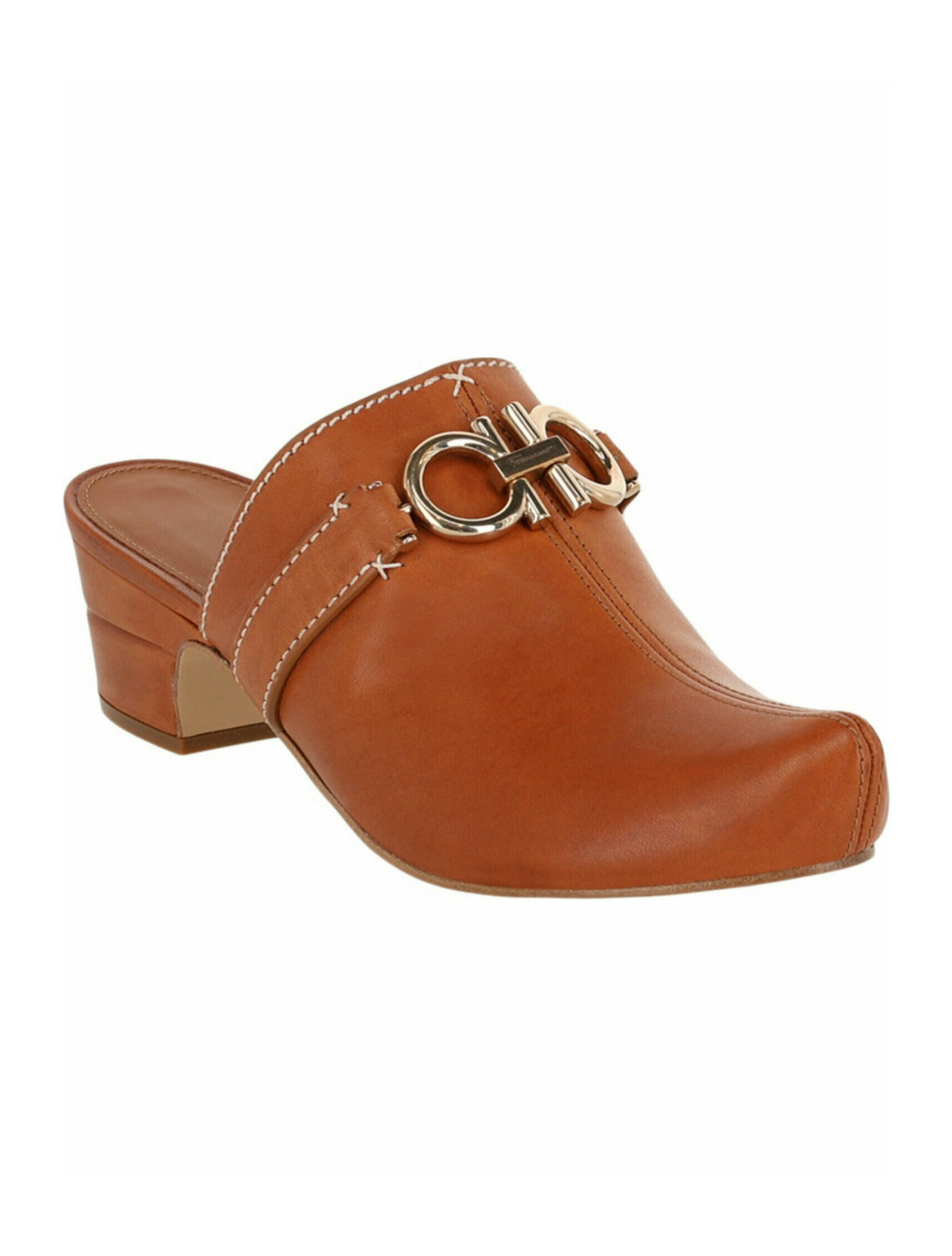 Salvatore Ferragamo Gancini Logo Calf Leather Mules w/ Tags