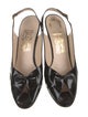 Salvatore Ferragamo Patent Leather Cutout Accent Slingback Pumps