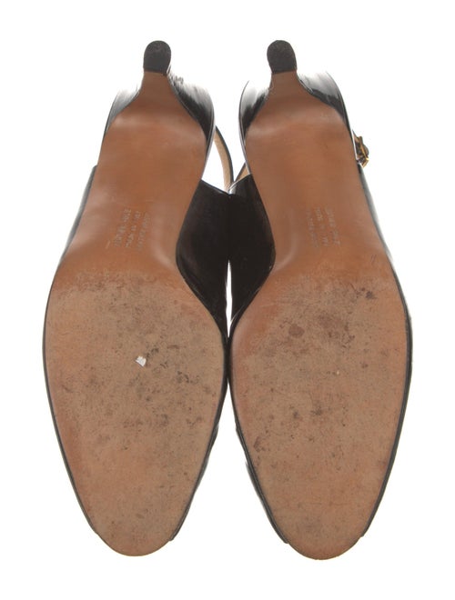 Salvatore Ferragamo Patent Leather Cutout Accent Slingback Pumps